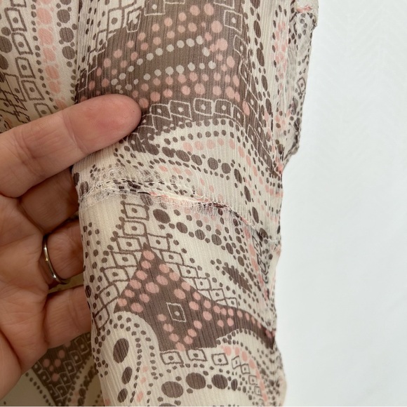 Luciano Dante silk midi dress 12 Y2K short sleeve summer casual babydoll cream - Picture 6 of 8